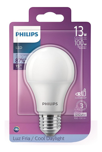 12 Focos Philips Potentes 13 Watts 1310 Lm Ahorradores 100w Color De La Luz Blanco Frío