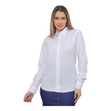 Camisa Social Feminina Manga Longa Slim Branca