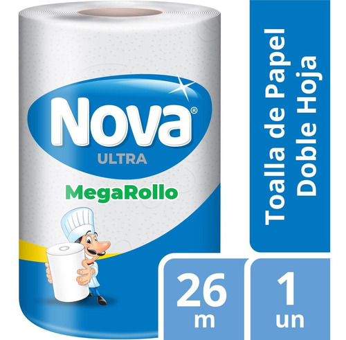 Toalla De Papel Nova Ultra Absorb Mega Rollo 1 Un 26 Mt