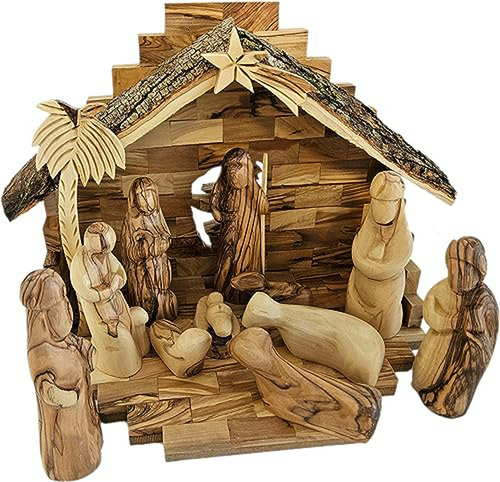 Set Natividad Madera Olivo Tradicional Belén Grande