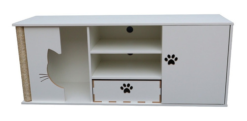 Rack Para Tv Pet Cama Casa Gato Arranhador Nicho Com Colchão