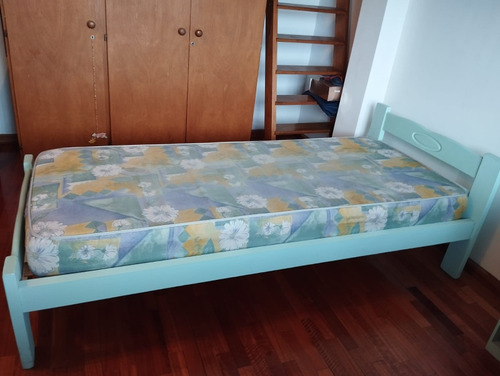 Cama Madera De Una Plaza Con Colchón 