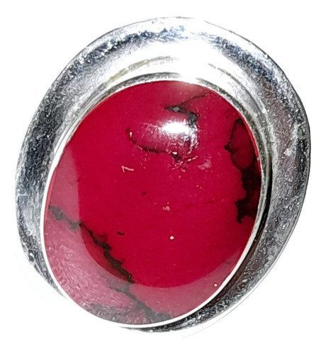 Anillo 26 Mm X 21 Mm Plata 925 Coral Rojo Oval 20 Mm X 15mm 