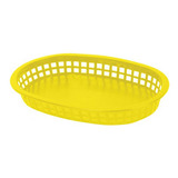 Paquete 12 Canastillas Ovaladas 27x17.5 Cm Plastico Amarillo