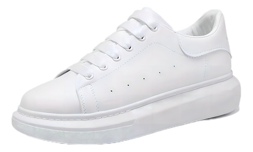 Tenis Casuales De Suela Gruesa Blancos Negro Para Mujer Moda