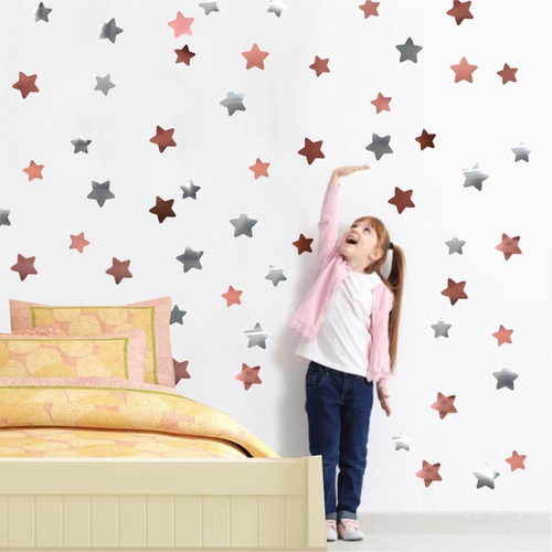 Adesivo Decorativo Estrelas Douradas E Rose Gold Pequeno