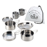 Set De 8 Piezas Ollas Acero Inoxidable Camping Cocina Antiad