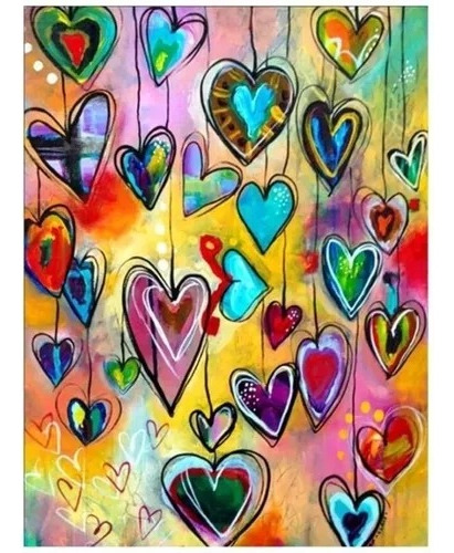 Bordado Pintura Diamante, 5d Diamond Painting - Corazones