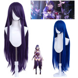 Peruca Longa Anime Cosplay Lolita 100cm Violeta Azul+wig Cap