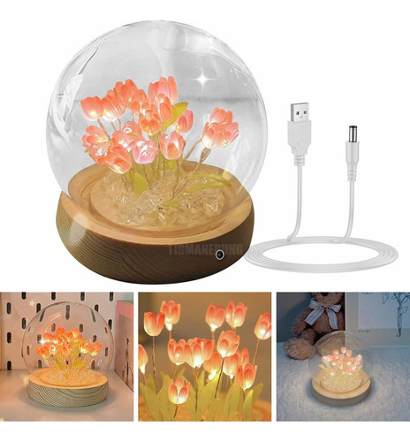 Lámpara Led De Noche Flor Del Tulipán Diy Regalo For Mujer