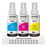 Kit 3 Tintas Original Epson Coloridas T664 L121 L365 L395