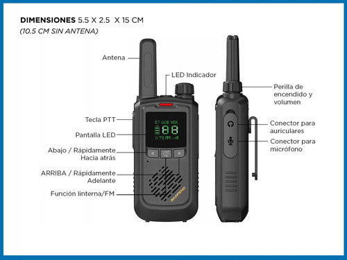 Handy Baofeng Kit X2 Radios Uhf Lcd 16ch 10km Bft17 + Extras
