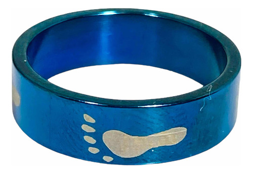 Anillo Banda Azul Hombre Mujer Pies Acero Y Titanio Azul