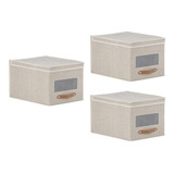 3 Cajas Organizadoras Multiusos Decorativa Tela (30x25x40)