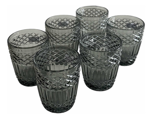 Set X6 Vasos Vidrio Labrado Fume Tienda Mamá Al Mando