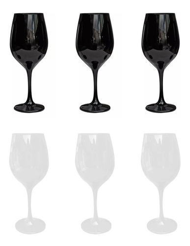 6 Copas Vino Cruella De Vil Color Negro Y Blanco Nadir 490ml