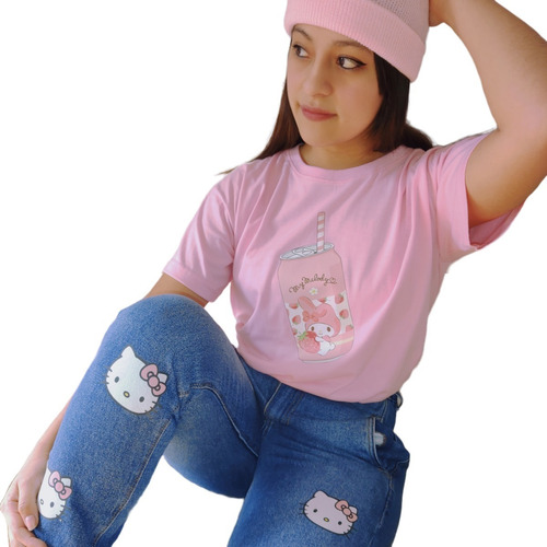 Remera De Algodón Rosa - My Melody Soda - Sanrio Aesthetic 