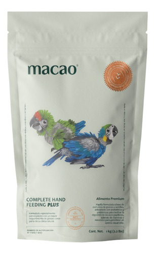 Papilla Para Guacamayas Y Loros Grises Macao Premium 1 Kilo