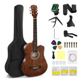 Guitarra Acústica Clasica 38 Inch Con Funda Y Accesorios,focomylord Fg820 Paquete Para Principiantes Guitarra Diestros Con Bolsa,cuerdas Extra,capo,afinador Digital,alma,café Matte