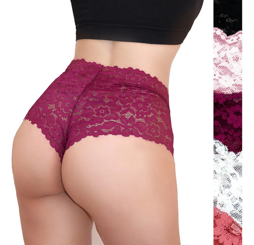 Set De 5 Pantaletas Cintura Media Encaje Sexybox Mod. 8871
