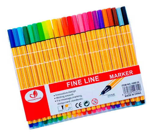 24pz Rotuladores Fine Line Colores Mixtos Punta Fina 0.4mm 