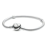 Pulsera Pandora Moments Flexible Broche Corazón Plata S925 Largo 19