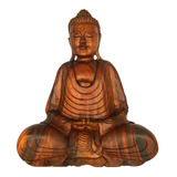 Buda Decorativo Escultura Madeira Decoração Estátua - 63cm