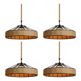 4x Lustre Pendente Chapéu Industrial Ferro Corda Retro 50cm