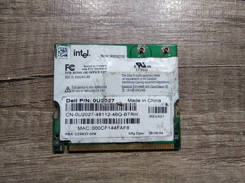 Placa De Red Wifi Intel Wm3a2100 802.11 B/g Para Dell