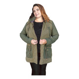 Campera Parka Liviana Combinada En Tela Gamuzada Y Gabardina