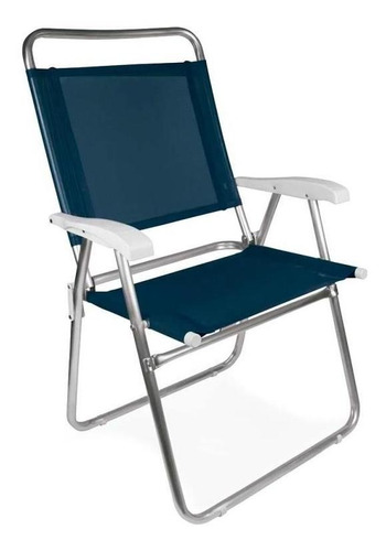 Cadeira De Praia Piscina Master Plus Alumínio 2112 Azul Mor