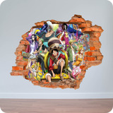 Vinilo Pared Rota 3d Anime One Piece 100x100