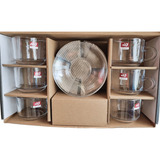 Set X6 Tazas Y Platos De Vidrio 200 Ml