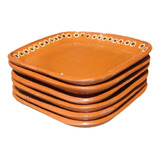 Plato De Barro Cuadrado Plano Extendido 6 Piezas 21 Cm