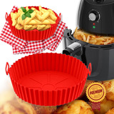 Kit 2 Formas Air Fryer Reutilizável Silicone Antiaderente 