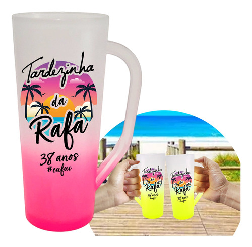 100 Copos Neca Long Drink C/alça 400ml Degradê Personalizado