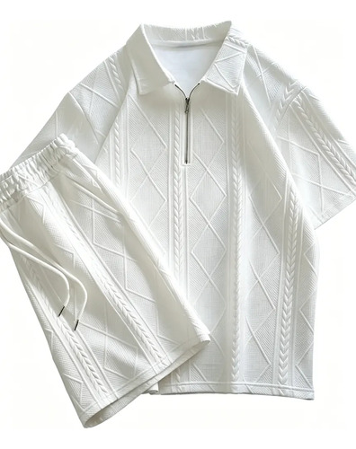Conjunto Hombre De Verano Camisa De Cuello Vuelto Y Short