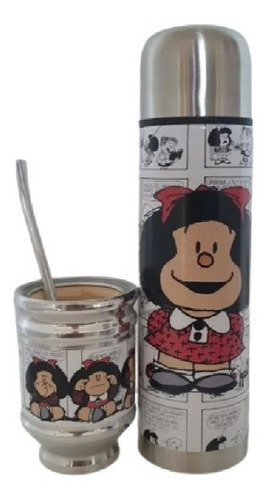 Termo Medio Litro Y Mate Mafalda Comic