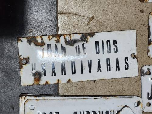 Cartel Antiguo Enlozado De Calle Juan De Dios Usandivaras 