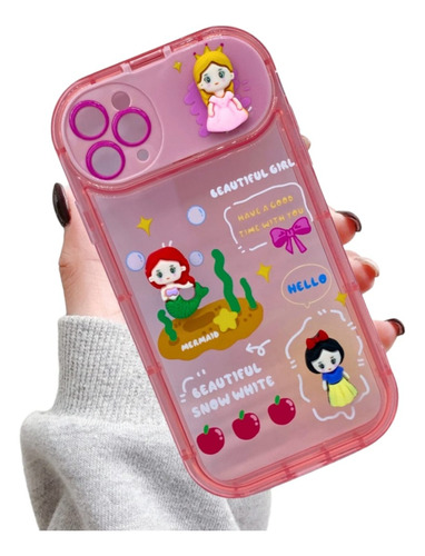 Funda Princesas De Disney Para iPhone Con Llavero + Cristal