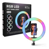 Kit Iluminador Ring Light Led Rgb Colorido + Tripé Celular