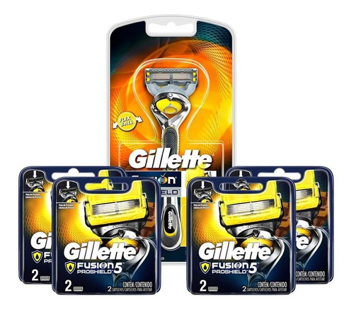 Kit Aparelho + 4 Cargas De Barbear Gillette Fusion Proshield