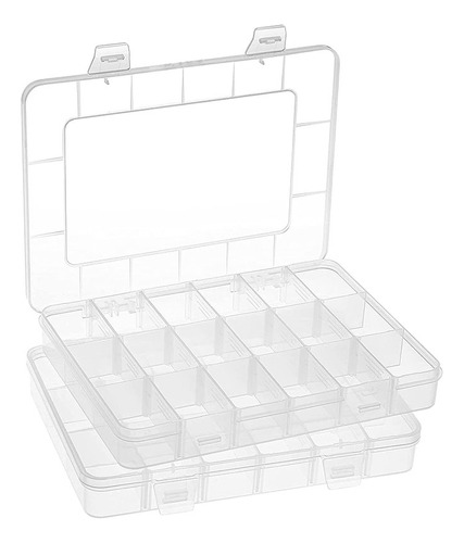 Caja Organizadora De Plástico Con 18 Rejillas, 2 Unidades, S