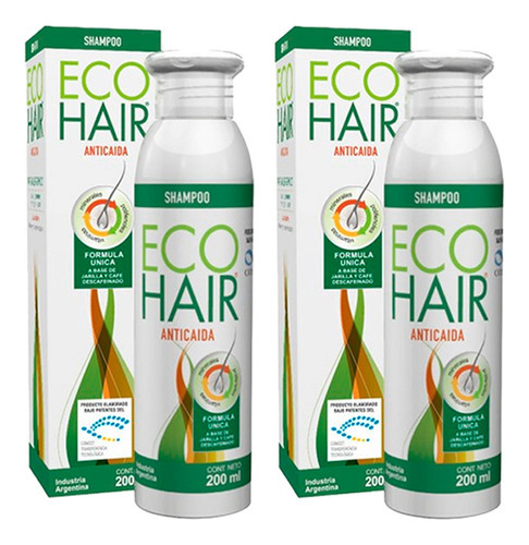 Shampoo Eco Hair Crecimiento Pelo Anticaida Ecohair 2 X200ml