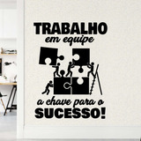 Adesivo Frase De Parede Trabalho Em Equipe Decorativo 95cm