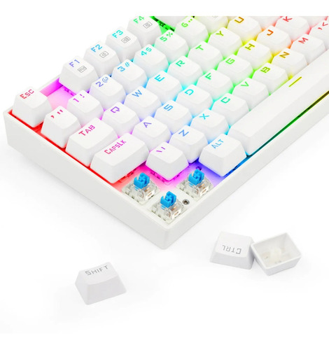 Teclado Gamer Redragon Kumara K552 Qwerty Português Brasil Cor Branco Com Luz Rgb