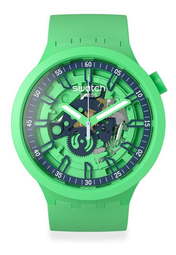 Reloj Swatch Fresh Squeeze Hombre Mujer Sb01g101 Color De La Malla Verde Color Del Bisel Verde Color Del Fondo Verde