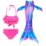 Conjunto De Bikini De Natación Para Niñas, Traje De Sirena