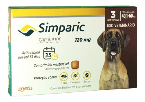 Simparic Antipulgas 120mg C/3 Comprimidos - 40/60kg