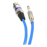 Cabo De Microfone Xlr Para P10 Estereo - Azul - 15 Metros